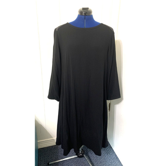 Eileen Fisher Dresses & Skirts - Eileen Fisher Black 100% SIlk Tunic Shift Dress Size large Beaded Lagenlook